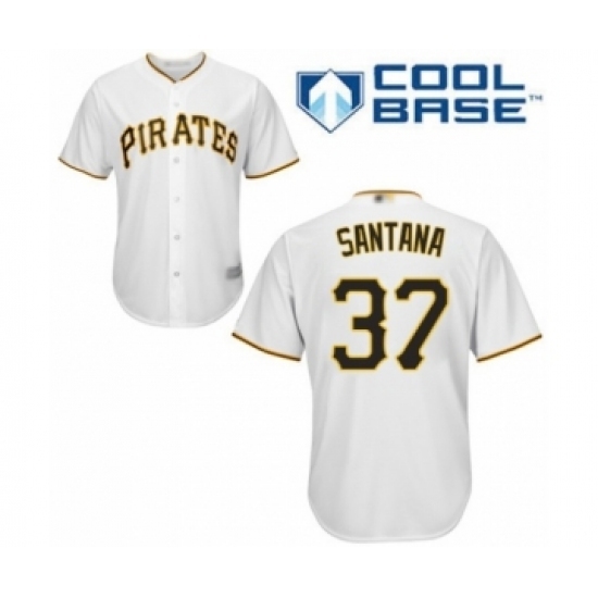 Youth Pittsburgh Pirates #37 Edgar Santana Authentic White Home Cool Base Baseball Player Jersey Youth Pittsburgh Pirates #37 Edgar Santana Authentic White Home Cool Base Baseball Player Jersey