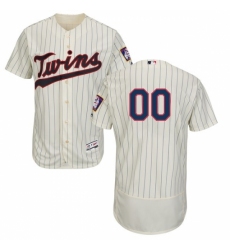 Men's Minnesota Twins Majestic Alternate Ivory/Navy Flex Base Authentic Collection Custom Jersey