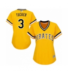 Women's Pittsburgh Pirates #3 Cole Tucker Authentic Gold Alternate Cool Base Baseball Player Jersey Women's Pittsburgh Pirates #3 Cole Tucker Authentic Gold Alternate Cool Base Baseball Player Jersey