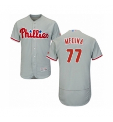 Men's Philadelphia Phillies #77 Adonis Medina Grey Road Flex Base Authentic Collection Baseball Player Jersey Men's Philadelphia Phillies #77 Adonis Medina Grey Road Flex Base Authentic Collection Baseball Player Jersey