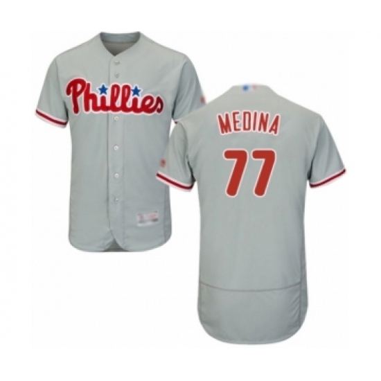 Men's Philadelphia Phillies #77 Adonis Medina Grey Road Flex Base Authentic Collection Baseball Player Jersey Men's Philadelphia Phillies #77 Adonis Medina Grey Road Flex Base Authentic Collection Baseball Player Jersey