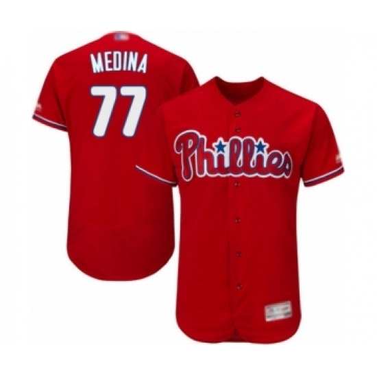 Men's Philadelphia Phillies #77 Adonis Medina Red Alternate Flex Base Authentic Collection Baseball Player Jersey Men's Philadelphia Phillies #77 Adonis Medina Red Alternate Flex Base Authentic Collection Baseball Player Jersey