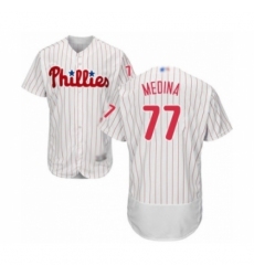 Men's Philadelphia Phillies #77 Adonis Medina White Home Flex Base Authentic Collection Baseball Player Jersey Men's Philadelphia Phillies #77 Adonis Medina White Home Flex Base Authentic Collection Baseball Player Jersey
