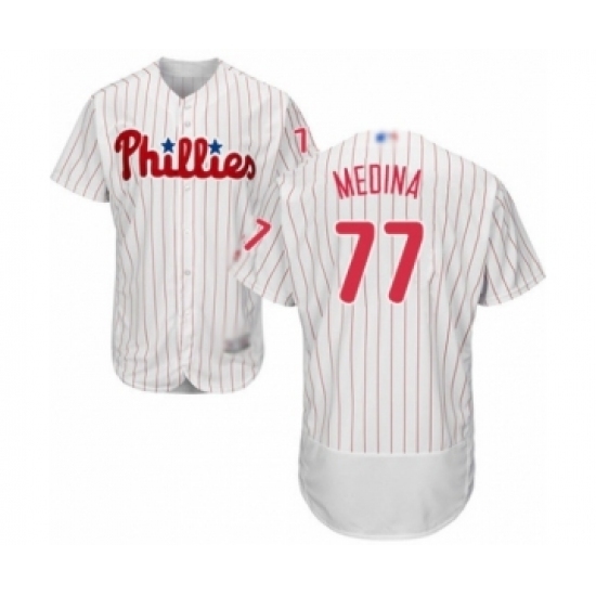 Men's Philadelphia Phillies #77 Adonis Medina White Home Flex Base Authentic Collection Baseball Player Jersey Men's Philadelphia Phillies #77 Adonis Medina White Home Flex Base Authentic Collection Baseball Player Jersey