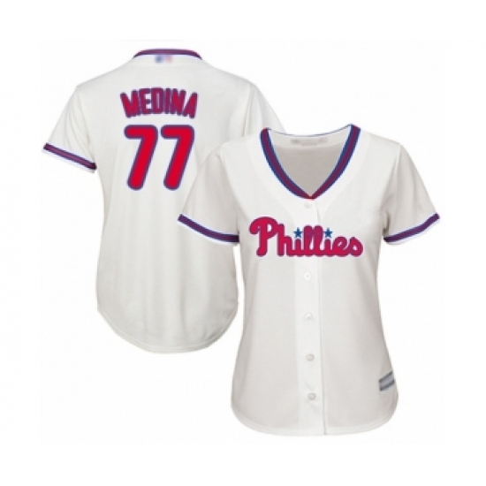 Women's Philadelphia Phillies #77 Adonis Medina Authentic Cream Alternate Cool Base Baseball Player Jersey Women's Philadelphia Phillies #77 Adonis Medina Authentic Cream Alternate Cool Base Baseball Player Jersey