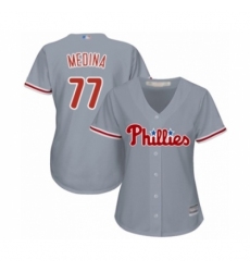 Women's Philadelphia Phillies #77 Adonis Medina Authentic Grey Road Cool Base Baseball Player Jersey Women's Philadelphia Phillies #77 Adonis Medina Authentic Grey Road Cool Base Baseball Player Jersey