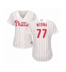 Women's Philadelphia Phillies #77 Adonis Medina Authentic White Red Strip Home Cool Base Baseball Player Jersey Women's Philadelphia Phillies #77 Adonis Medina Authentic White Red Strip Home Cool Base Baseball Player Jersey