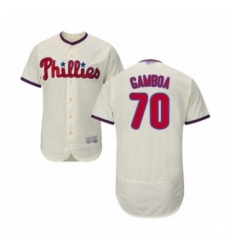 Men's Philadelphia Phillies #70 Arquimedes Gamboa Cream Alternate Flex Base Authentic Collection Baseball Player Jersey