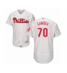 Men's Philadelphia Phillies #70 Arquimedes Gamboa White Home Flex Base Authentic Collection Baseball Player Jersey