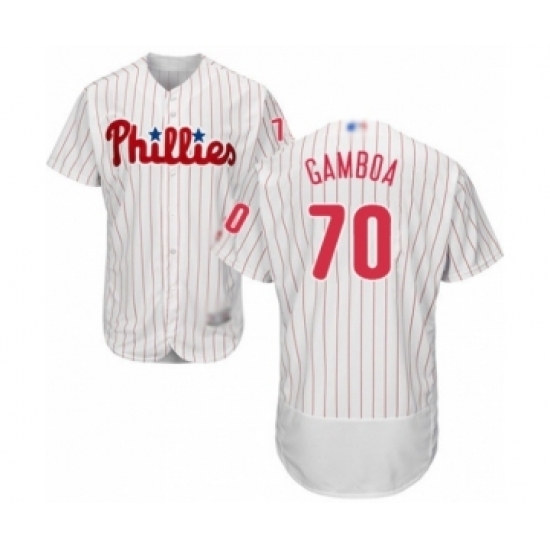 Men's Philadelphia Phillies #70 Arquimedes Gamboa White Home Flex Base Authentic Collection Baseball Player Jersey Men's Philadelphia Phillies #70 Arquimedes Gamboa White Home Flex Base Authentic Collection Baseball Player Jersey