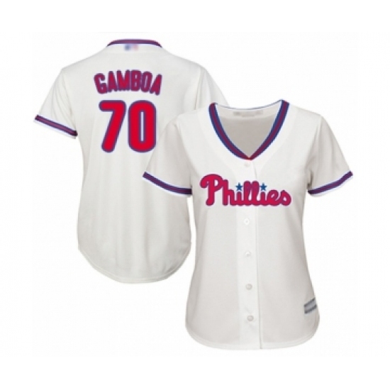 Women's Philadelphia Phillies #70 Arquimedes Gamboa Authentic Cream Alternate Cool Base Baseball Player Jersey Women's Philadelphia Phillies #70 Arquimedes Gamboa Authentic Cream Alternate Cool Base Baseball Player Jersey