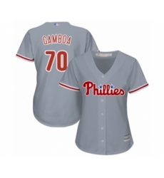 Women's Philadelphia Phillies #70 Arquimedes Gamboa Authentic Grey Road Cool Base Baseball Player Jersey