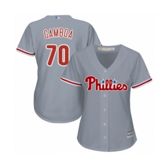 Women's Philadelphia Phillies #70 Arquimedes Gamboa Authentic Grey Road Cool Base Baseball Player Jersey Women's Philadelphia Phillies #70 Arquimedes Gamboa Authentic Grey Road Cool Base Baseball Player Jersey
