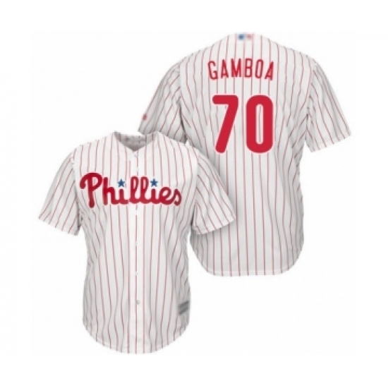 Youth Philadelphia Phillies #70 Arquimedes Gamboa Authentic White Red Strip Home Cool Base Baseball Player Jersey Youth Philadelphia Phillies #70 Arquimedes Gamboa Authentic White Red Strip Home Cool Base Baseball Player Jersey