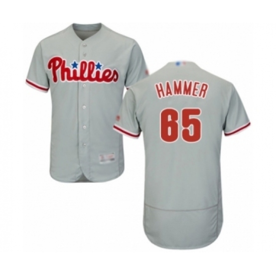 Men's Philadelphia Phillies #65 JD Hammer Grey Road Flex Base Authentic Collection Baseball Player Jersey Men's Philadelphia Phillies #65 JD Hammer Grey Road Flex Base Authentic Collection Baseball Player Jersey