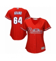 Women's Philadelphia Phillies #64 Victor Arano Authentic Red Alternate Cool Base Baseball Player Jersey