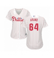 Women's Philadelphia Phillies #64 Victor Arano Authentic White Red Strip Home Cool Base Baseball Player Jersey