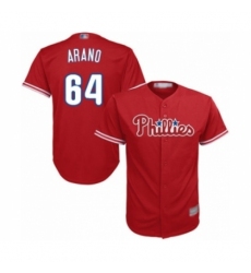 Youth Philadelphia Phillies #64 Victor Arano Authentic Red Alternate Cool Base Baseball Player Jersey