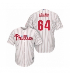 Youth Philadelphia Phillies #64 Victor Arano Authentic White Red Strip Home Cool Base Baseball Player Jersey