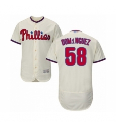 Men's Philadelphia Phillies #58 Seranthony Dominguez Cream Alternate Flex Base Authentic Collection Baseball Player Jersey Men's Philadelphia Phillies #58 Seranthony Dominguez Cream Alternate Flex Base Authentic Collection Baseball Player Jersey