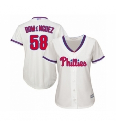 Women's Philadelphia Phillies #58 Seranthony Dominguez Authentic Cream Alternate Cool Base Baseball Player Jersey Women's Philadelphia Phillies #58 Seranthony Dominguez Authentic Cream Alternate Cool Base Baseball Player Jersey