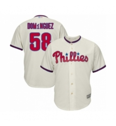 Youth Philadelphia Phillies #58 Seranthony Dominguez Authentic Cream Alternate Cool Base Baseball Player Jersey Youth Philadelphia Phillies #58 Seranthony Dominguez Authentic Cream Alternate Cool Base Baseball Player Jersey