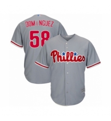 Youth Philadelphia Phillies #58 Seranthony Dominguez Authentic Grey Road Cool Base Baseball Player Jersey Youth Philadelphia Phillies #58 Seranthony Dominguez Authentic Grey Road Cool Base Baseball Player Jersey