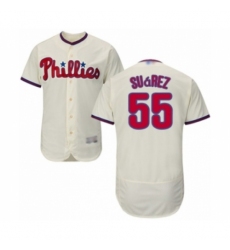 Men's Philadelphia Phillies #55 Ranger Suarez Cream Alternate Flex Base Authentic Collection Baseball Player Jersey Men's Philadelphia Phillies #55 Ranger Suarez Cream Alternate Flex Base Authentic Collection Baseball Player Jersey
