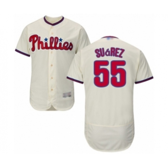 Men's Philadelphia Phillies #55 Ranger Suarez Cream Alternate Flex Base Authentic Collection Baseball Player Jersey Men's Philadelphia Phillies #55 Ranger Suarez Cream Alternate Flex Base Authentic Collection Baseball Player Jersey