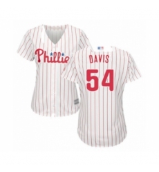Women's Philadelphia Phillies #54 Austin Davis Authentic White Red Strip Home Cool Base Baseball Player Jersey Women's Philadelphia Phillies #54 Austin Davis Authentic White Red Strip Home Cool Base Baseball Player Jersey