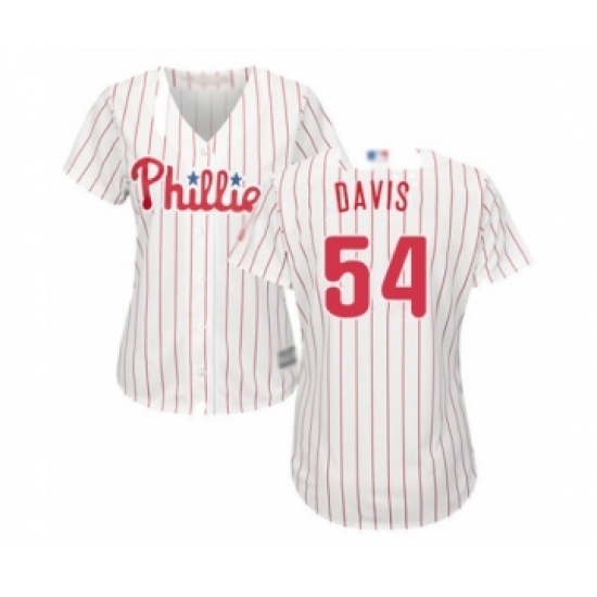 Women's Philadelphia Phillies #54 Austin Davis Authentic White Red Strip Home Cool Base Baseball Player Jersey Women's Philadelphia Phillies #54 Austin Davis Authentic White Red Strip Home Cool Base Baseball Player Jersey