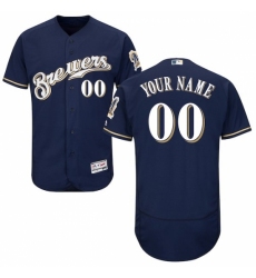 Men's Milwaukee Brewers Majestic Alternate Home Navy Flex Base Authentic Collection Custom Jersey