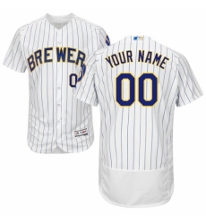 Men's Milwaukee Brewers Majestic Alternate White/Royal Flex Base Authentic Collection Custom Jersey