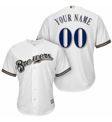 Men's Milwaukee Brewers Majestic White Cool Base Custom Jersey