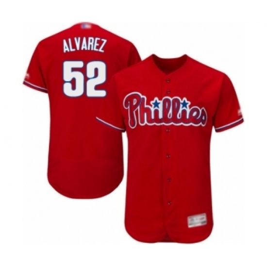Men's Philadelphia Phillies #52 Jose Alvarez Red Alternate Flex Base Authentic Collection Baseball Player Jersey Men's Philadelphia Phillies #52 Jose Alvarez Red Alternate Flex Base Authentic Collection Baseball Player Jersey