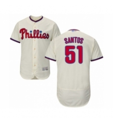 Men's Philadelphia Phillies #51 Enyel De Los Santos Cream Alternate Flex Base Authentic Collection Baseball Player Jersey