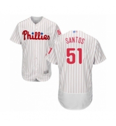 Men's Philadelphia Phillies #51 Enyel De Los Santos White Home Flex Base Authentic Collection Baseball Player Jersey