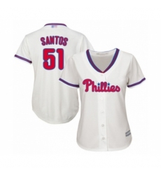 Women's Philadelphia Phillies #51 Enyel De Los Santos Authentic Cream Alternate Cool Base Baseball Player Jersey