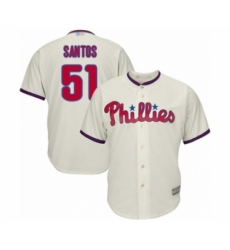 Youth Philadelphia Phillies #51 Enyel De Los Santos Authentic Cream Alternate Cool Base Baseball Player Jersey