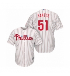 Youth Philadelphia Phillies #51 Enyel De Los Santos Authentic White Red Strip Home Cool Base Baseball Player Jersey