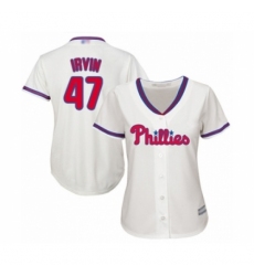 Women's Philadelphia Phillies #47 Cole Irvin Authentic Cream Alternate Cool Base Baseball Player Jersey