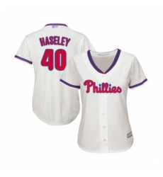 Women's Philadelphia Phillies #40 Adam Haseley Authentic Cream Alternate Cool Base Baseball Player Jersey Women's Philadelphia Phillies #40 Adam Haseley Authentic Cream Alternate Cool Base Baseball Player Jersey