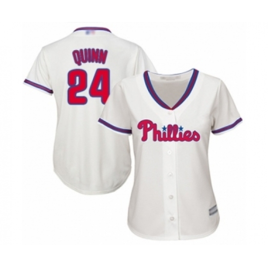 Women's Philadelphia Phillies #24 Roman Quinn Authentic Cream Alternate Cool Base Baseball Player Jersey Women's Philadelphia Phillies #24 Roman Quinn Authentic Cream Alternate Cool Base Baseball Player Jersey