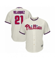 Youth Philadelphia Phillies #21 Vince Velasquez Authentic Cream Alternate Cool Base Baseball Player Jersey