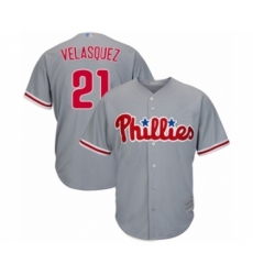 Youth Philadelphia Phillies #21 Vince Velasquez Authentic Grey Road Cool Base Baseball Player Jersey