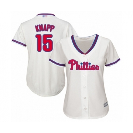 Women's Philadelphia Phillies #15 Andrew Knapp Authentic Cream Alternate Cool Base Baseball Player Jersey Women's Philadelphia Phillies #15 Andrew Knapp Authentic Cream Alternate Cool Base Baseball Player Jersey
