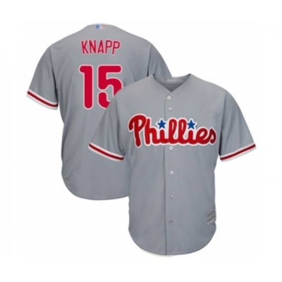 Youth Philadelphia Phillies #15 Andrew Knapp Authentic Grey Road Cool Base Baseball Player Jersey Youth Philadelphia Phillies #15 Andrew Knapp Authentic Grey Road Cool Base Baseball Player Jersey