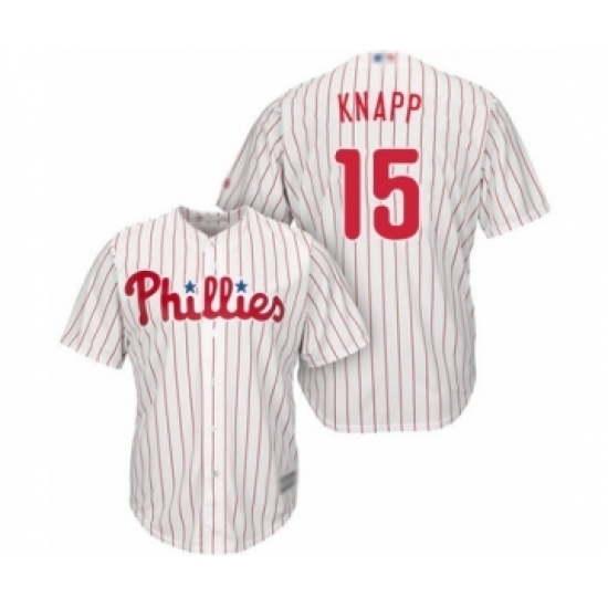 Youth Philadelphia Phillies #15 Andrew Knapp Authentic White Red Strip Home Cool Base Baseball Player Jersey Youth Philadelphia Phillies #15 Andrew Knapp Authentic White Red Strip Home Cool Base Baseball Player Jersey