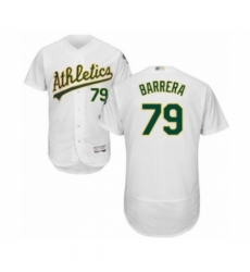 Men's Oakland Athletics #79 Luis Barrera White Home Flex Base Authentic Collection Baseball Player Jersey