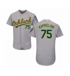Men's Oakland Athletics #75 James Kaprielian Grey Road Flex Base Authentic Collection Baseball Player Jersey